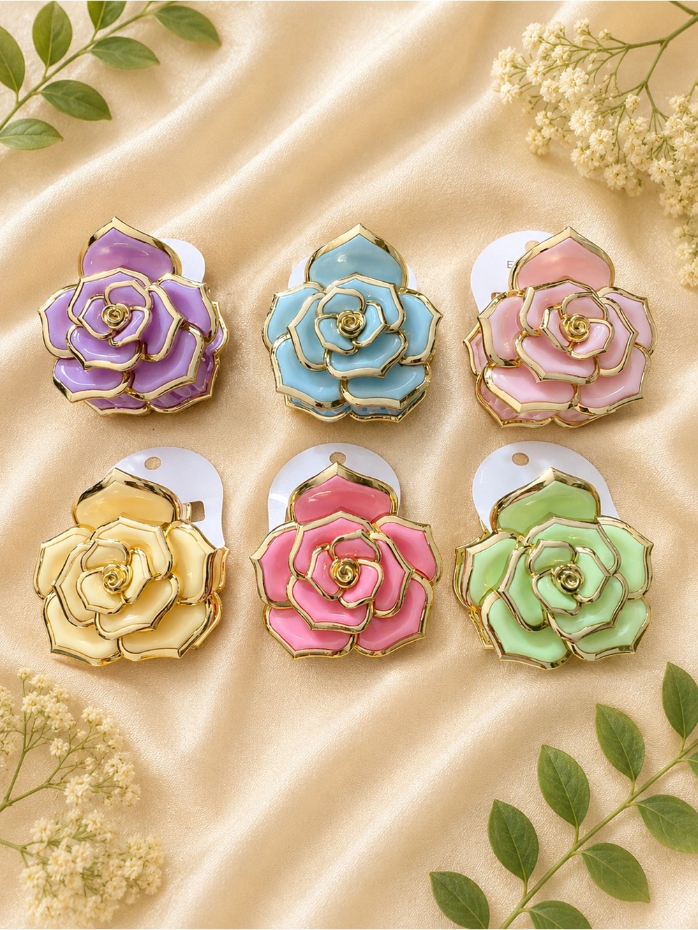 Flower hair clips set of 6